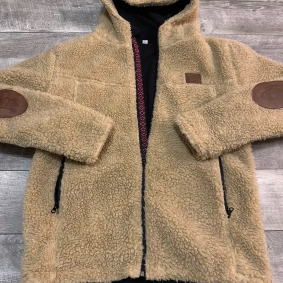 Green Sheep Women's Deep Pile Sherpa Oatmeal Fleece Full Zip Jacket Size Medium - Picture 3 of 9